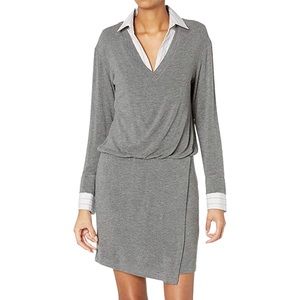 Bailey 44 Women's Long Sleeve Sweater Dress Woven Collar Greg Size Medium